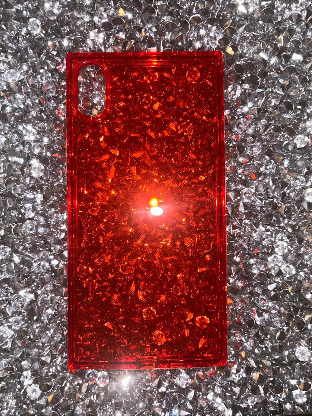 Red Glitter Phone Case - Slim Protective Cover iPhone XR